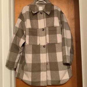 H&M checkered oversized shacket brown and white Size L